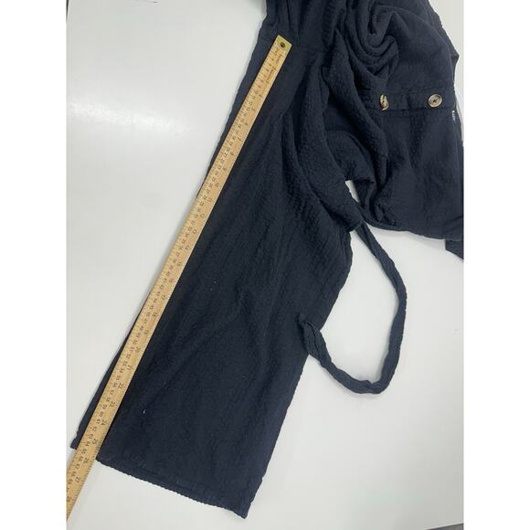 Express Womens Jumpsuit Size Large Black Short Sleeve V-Neck One Piece - Picture 13 of 15